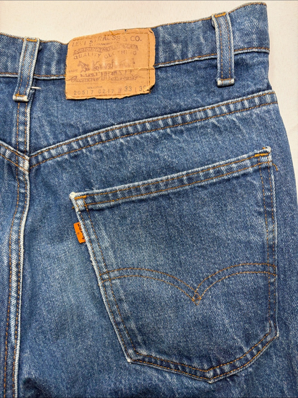 VINTAGE Levi's Jeans Size 33 36 20517-0217 Orange Tab Straight Leg - Picture 12 of 16